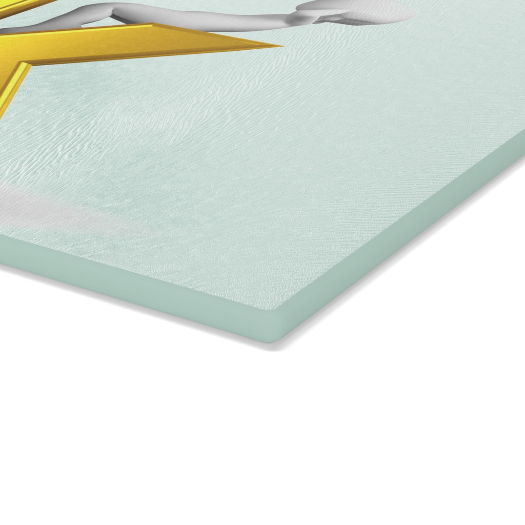 Letter K with Playful Figure Glass Cutting Board | Initial Monogram Kitchen Décor