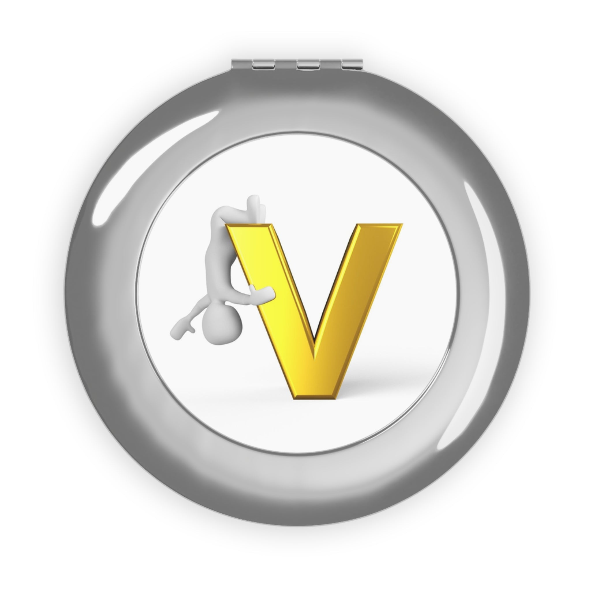 Gold Letter V monogram | Compact Travel Mirror