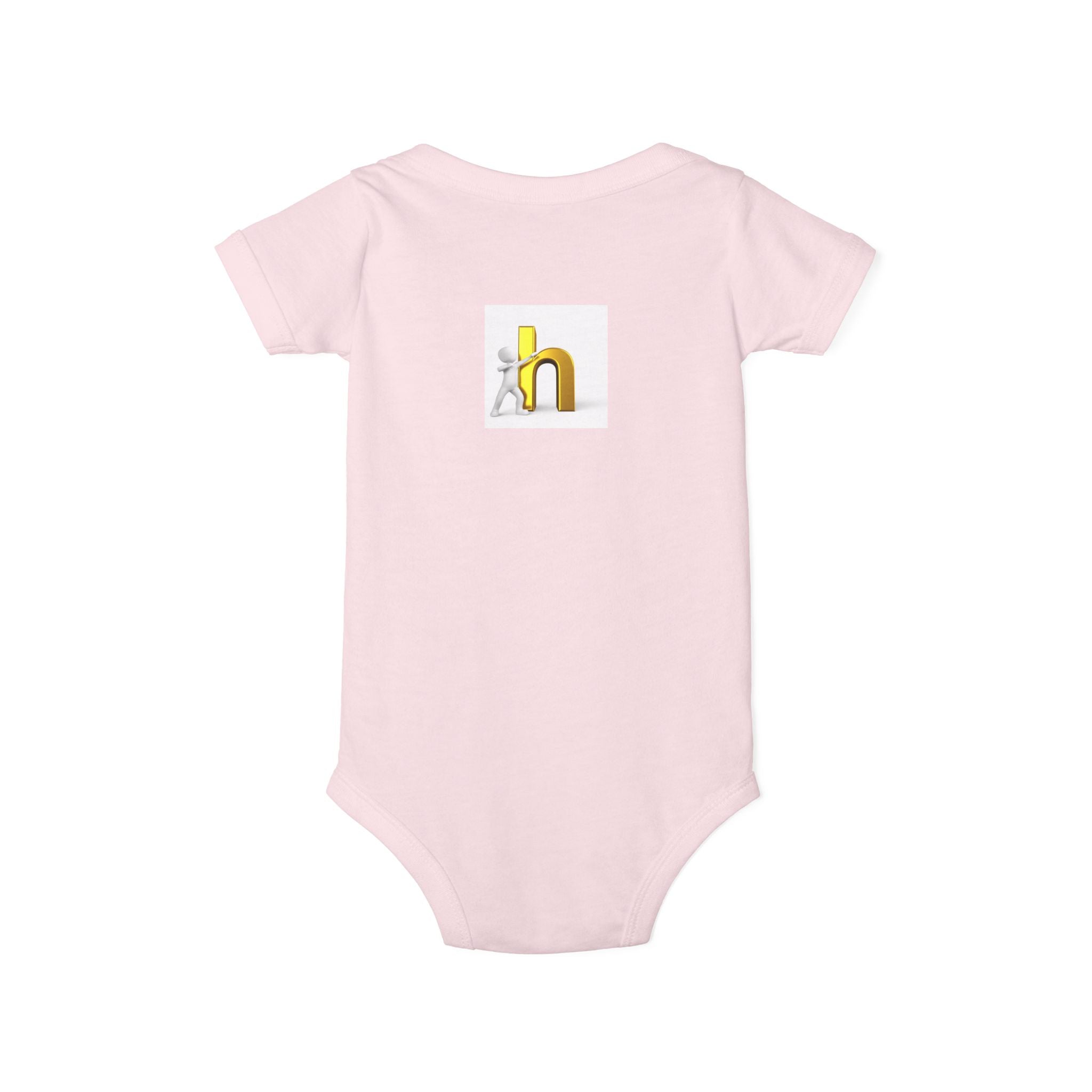 Yellow 3D Letter H Infant Jersey One Piece | Baby Bodysuit
