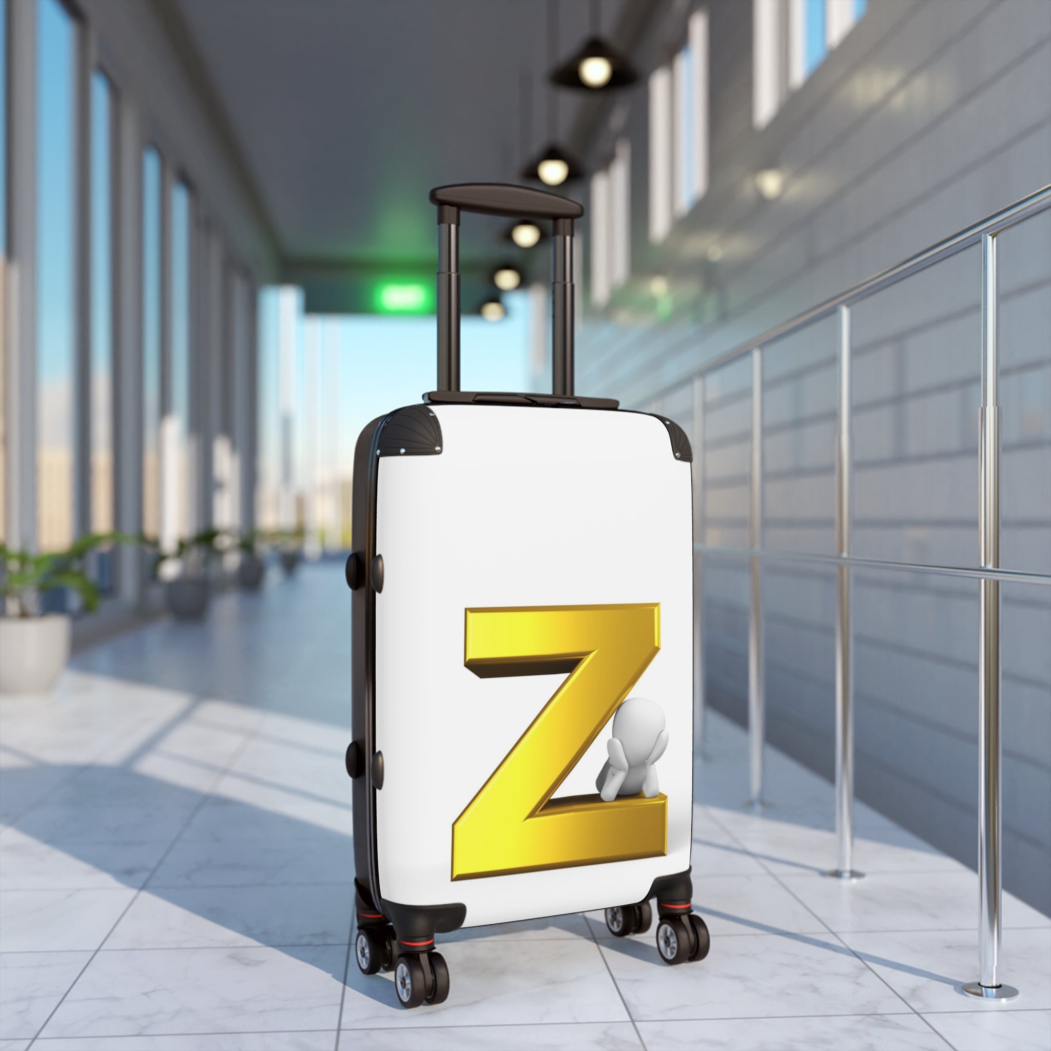 Gold Letter Z Monogram Suitcase | Personalized Luggage Initial