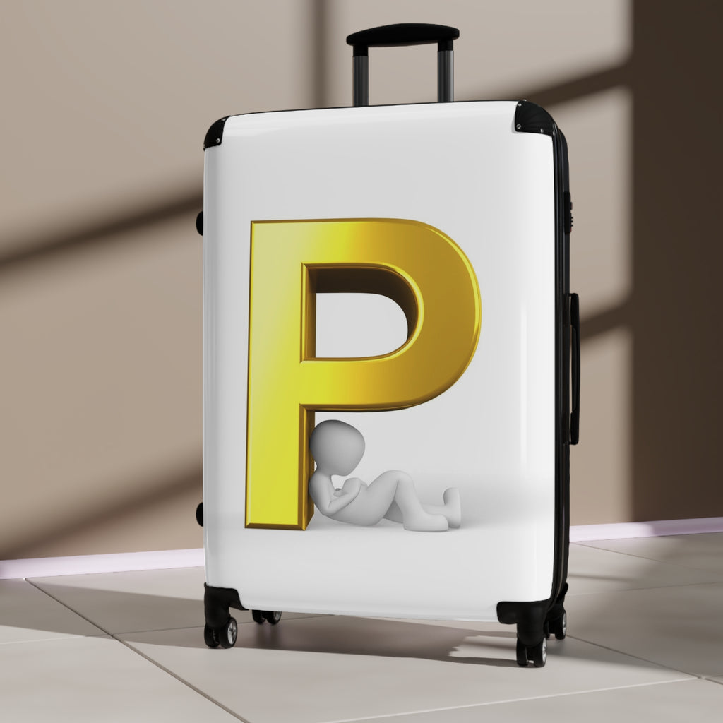 Gold Letter P Monogram Suitcase | Personalized Initial Luggage