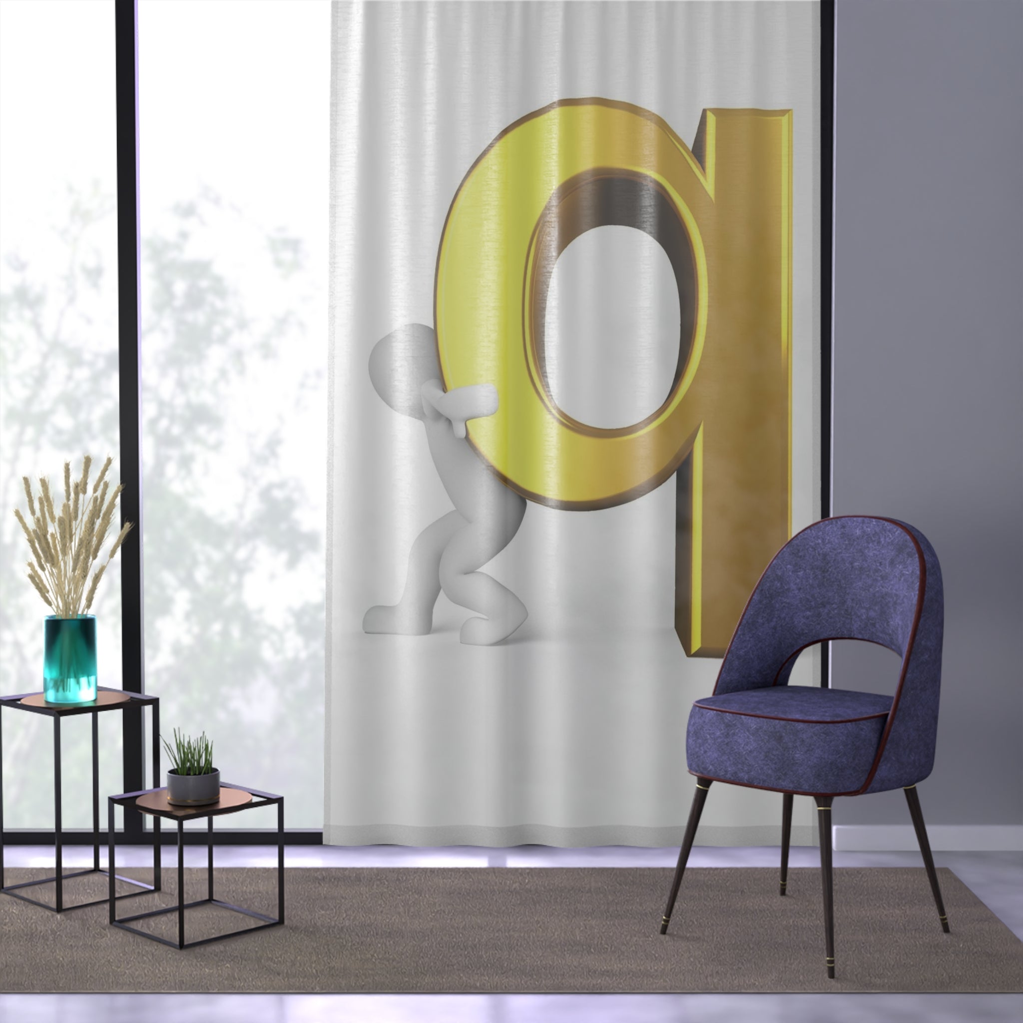 3D Gold Letter Q Curtain | Window Curtain, Alphabet Home Decor