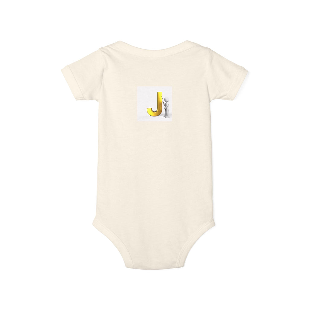 Yellow Letter J with Baby Sloth Infant Onesie | Baby Bodysuit
