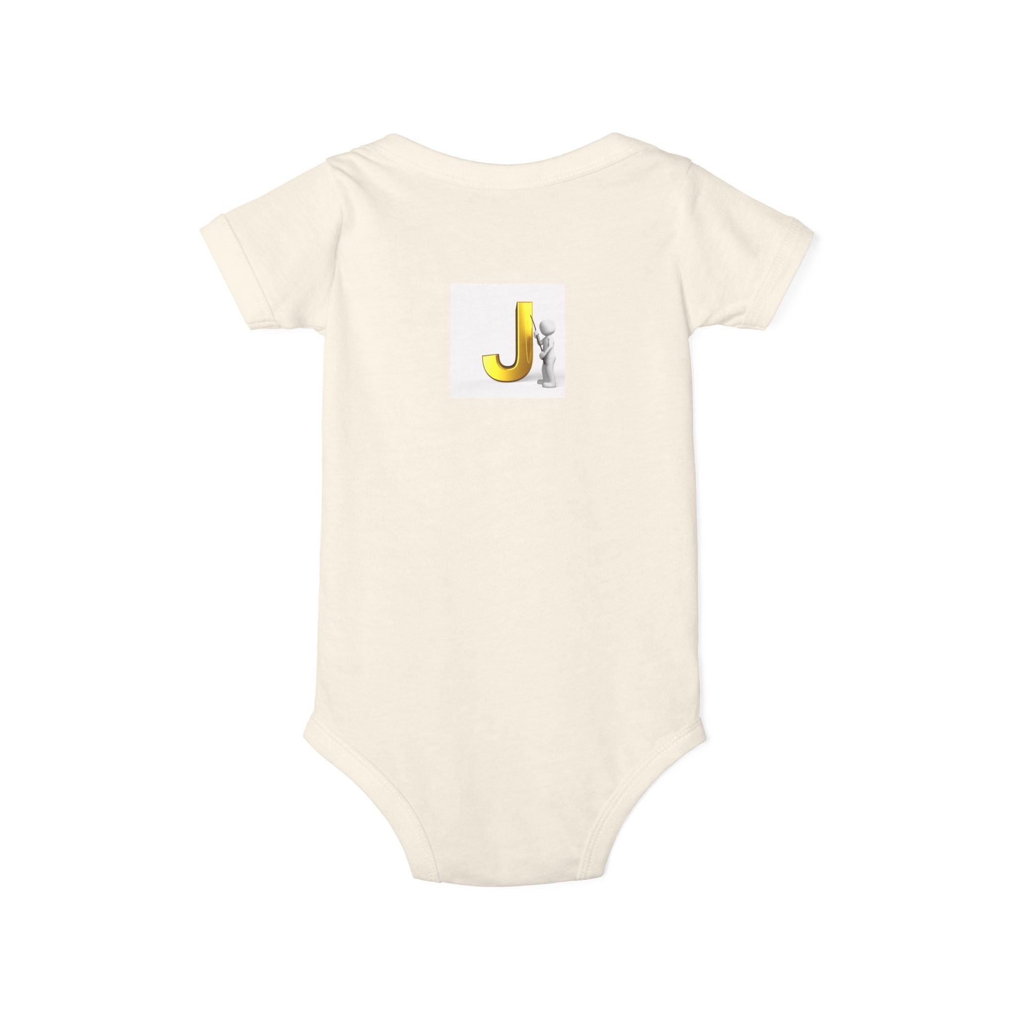 Yellow Letter J with Baby Sloth Infant Onesie | Baby Bodysuit
