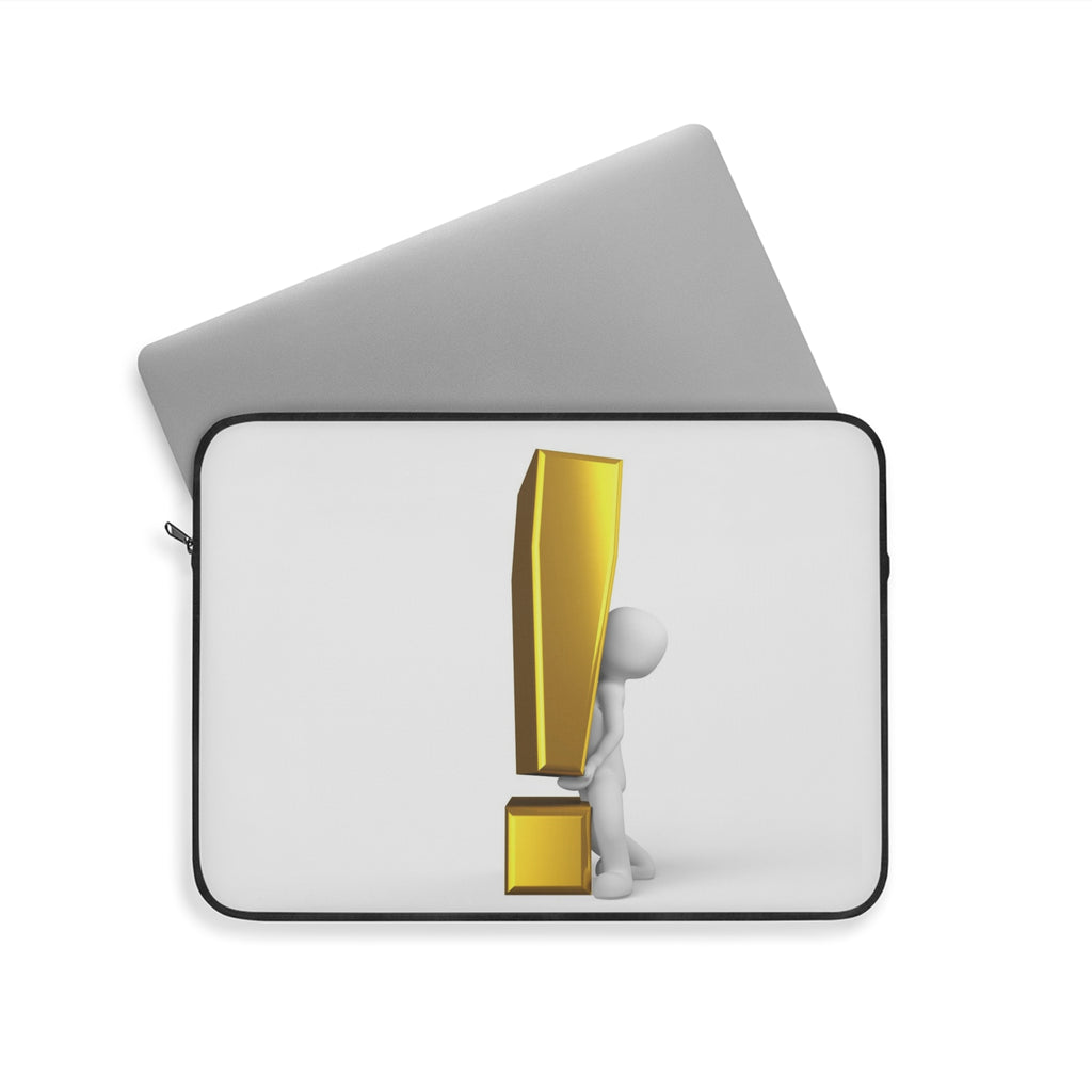 3D Exclamation Mark Character Laptop Sleeve | Funny Alert Icon Design