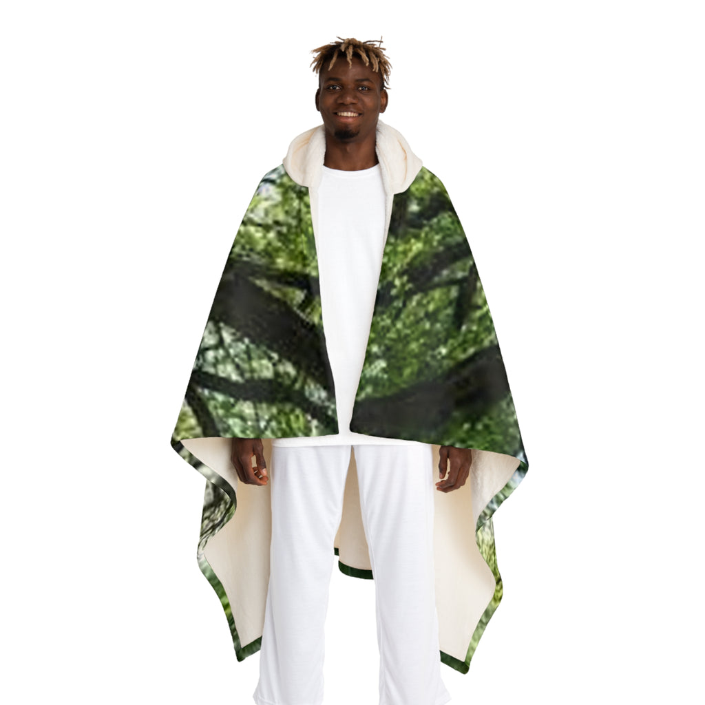 Canopy of Trees Hooded Sherpa Blanket | Forest Tree Branches Nature Print