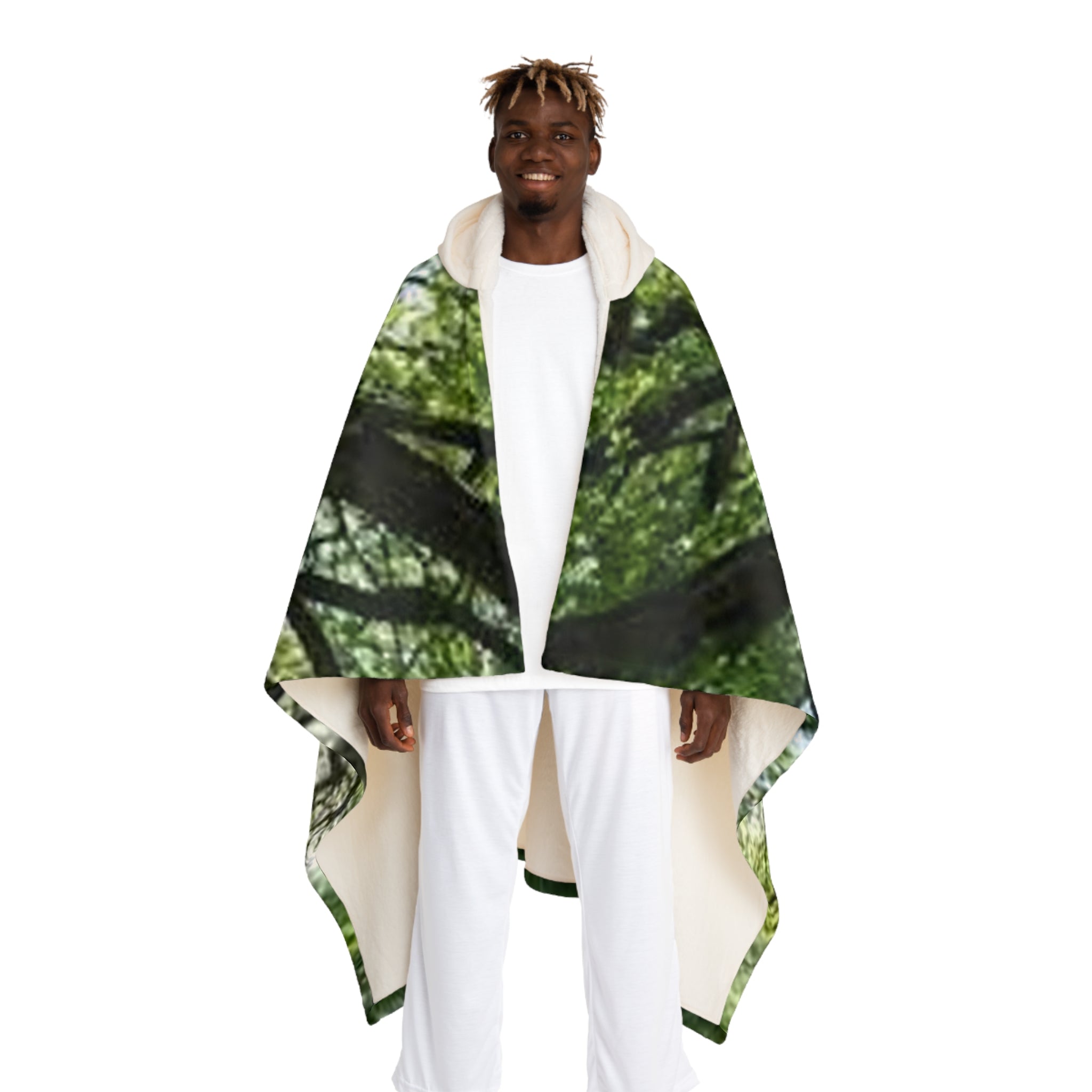 Canopy of Trees Hooded Sherpa Blanket | Forest Tree Branches Nature Print