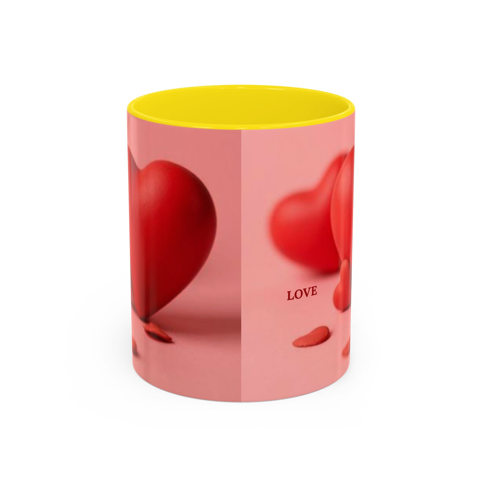 Red Heart Love Design Accent Coffee Mug | Valentine Heart Ceramic Mug