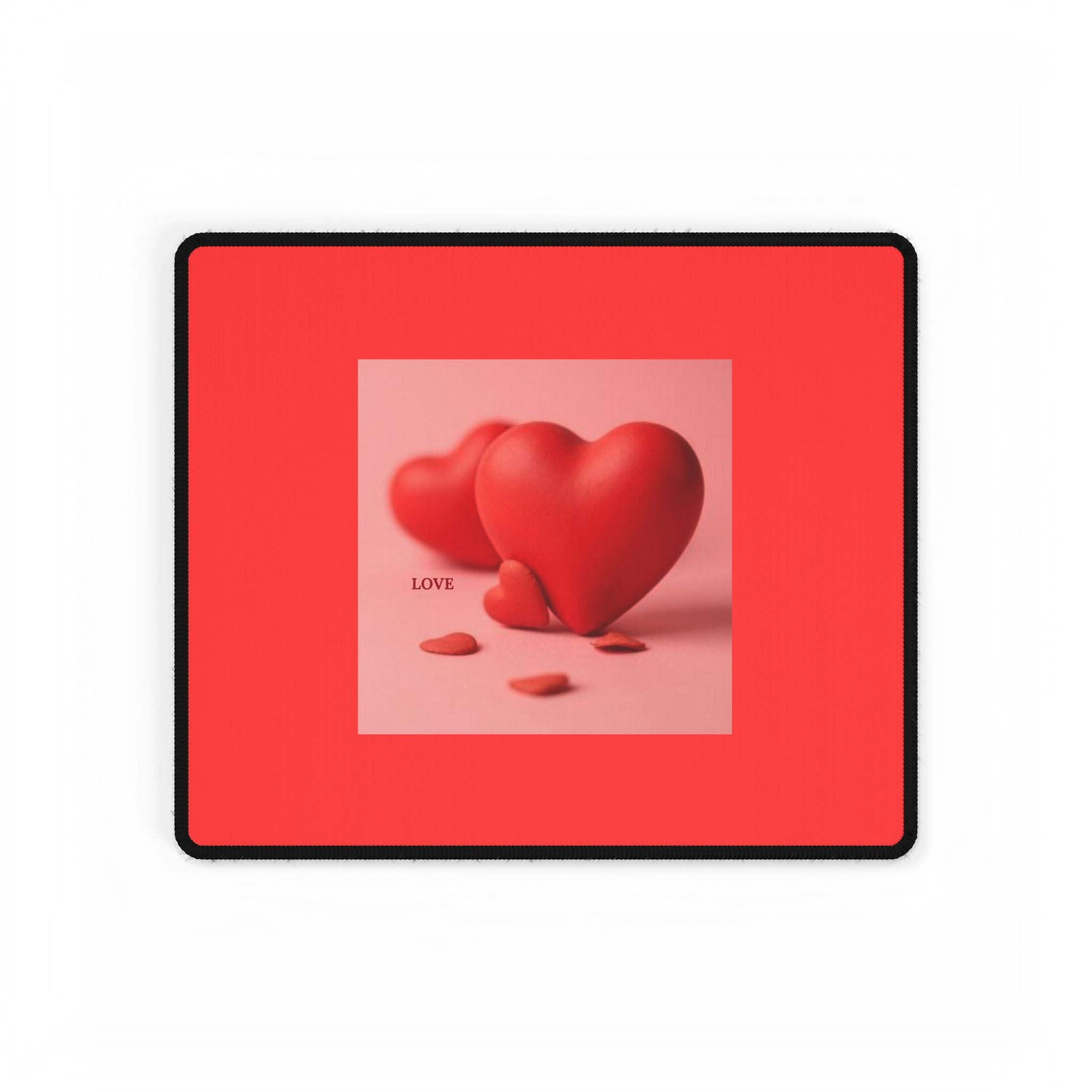 Red 3D Hearts Desk Mat | Valentine Love Mousepad