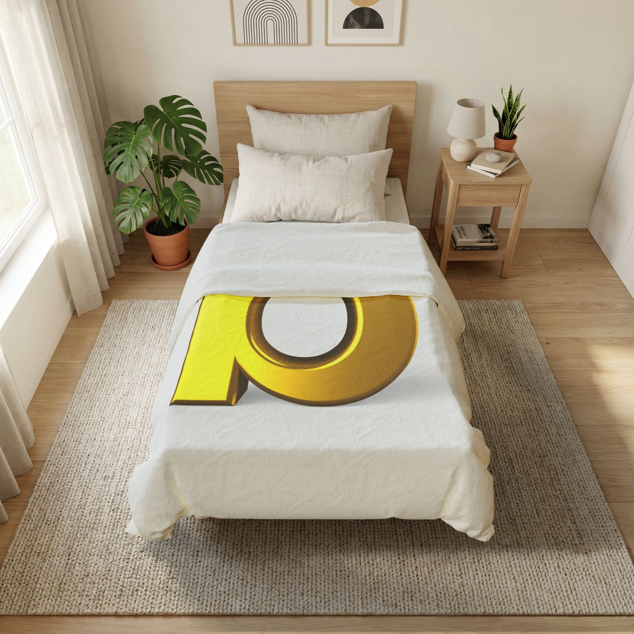 Gold Letter B duvet cover | Monogram initial bedding