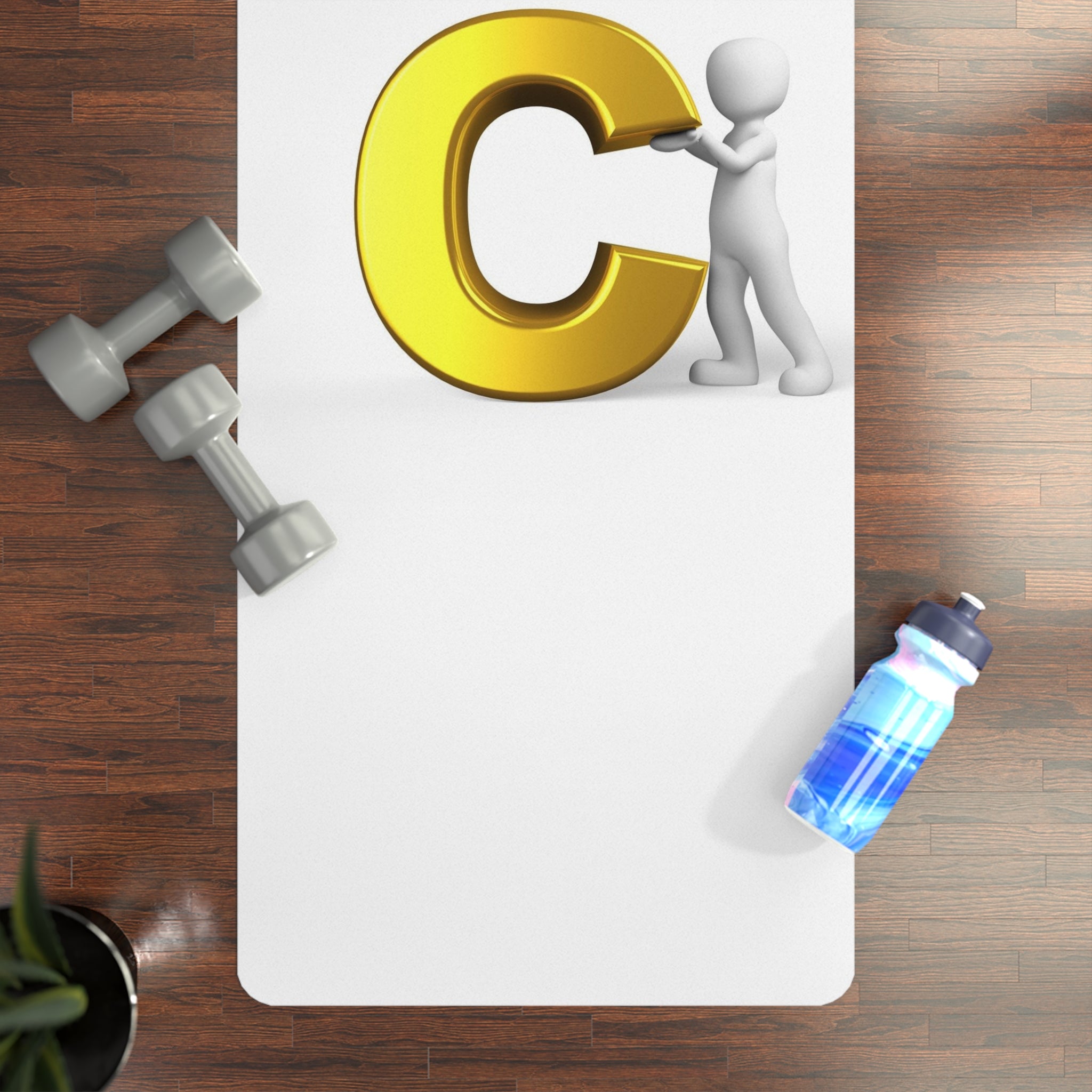 Letter C Character Rubber Yoga Mat | Monogram Initial Yoga Mat