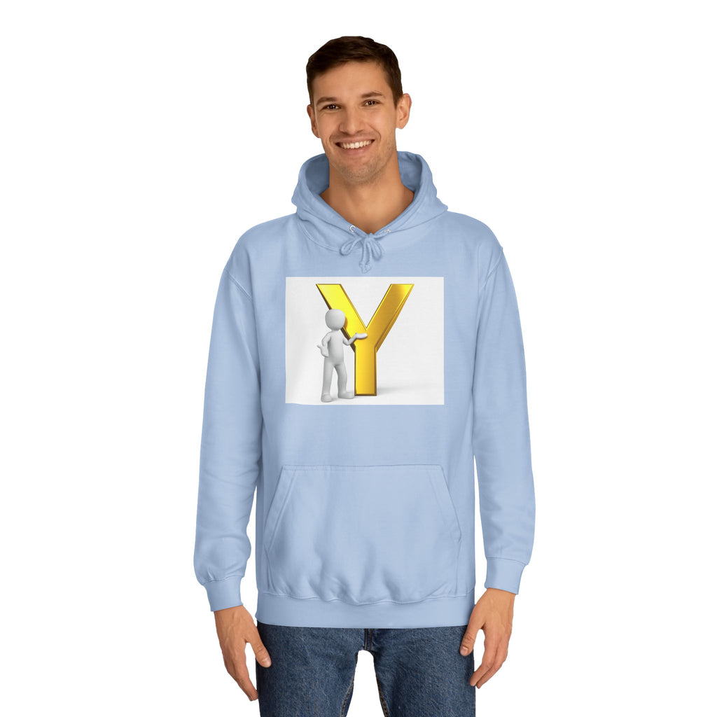 3D Gold Letter Y with Figure Hoodie | Initial Monogram Sweatshirt