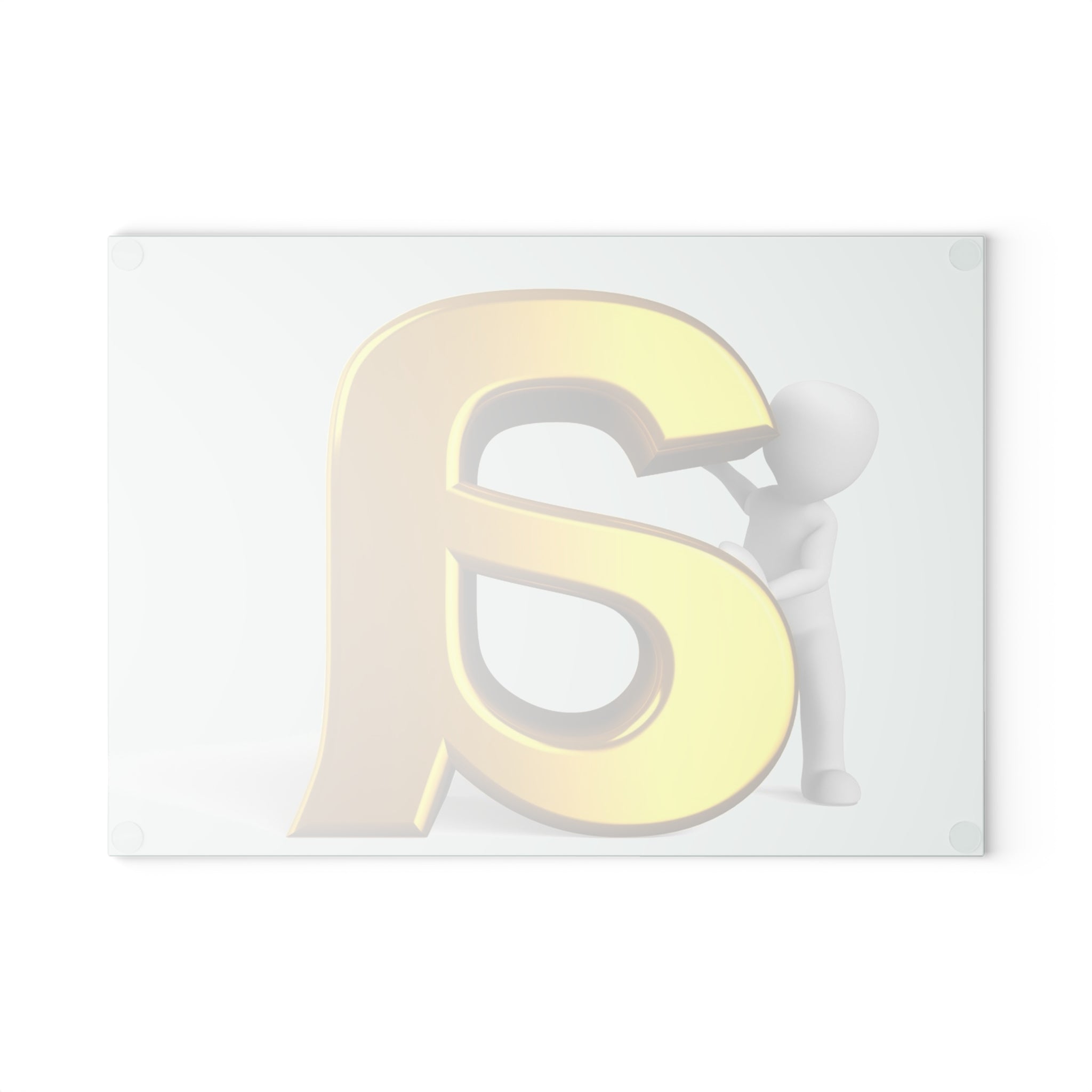 3D Gold Letter A with Figure Glass Cutting Board | Monogram Kitchen Decor