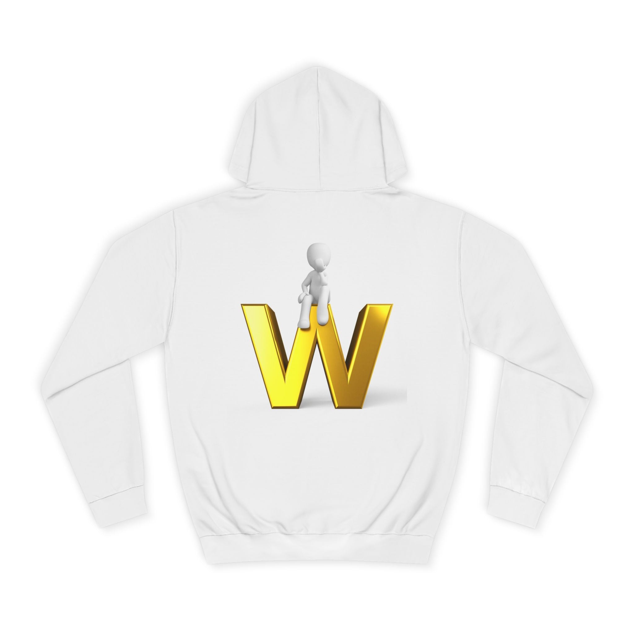 3D Gold W Letter with Sitting Figure Hoodie | Initial W Sweatshirt