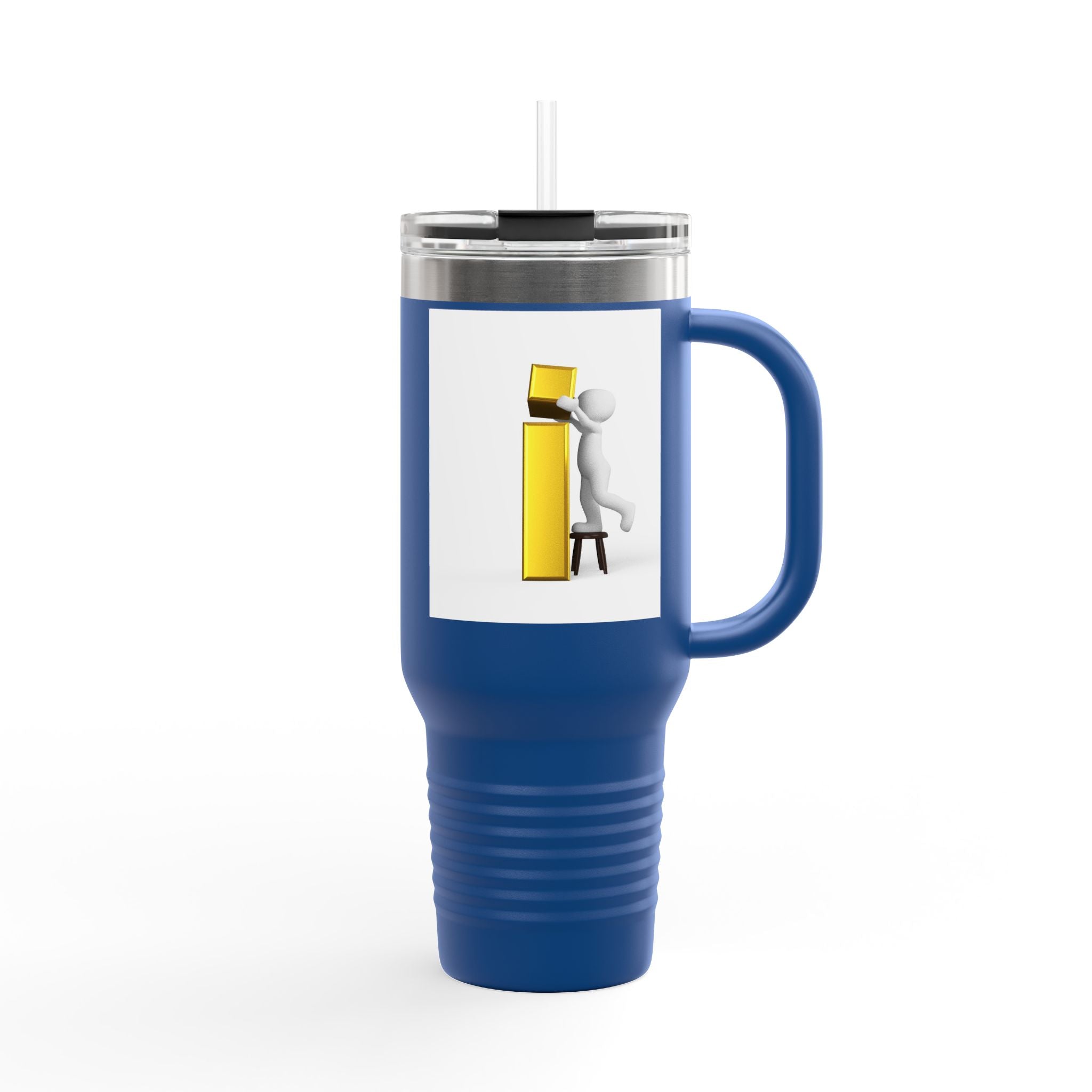 3D Figure building Yellow Letter i Travel Mug | 40oz Insulated Tumbler