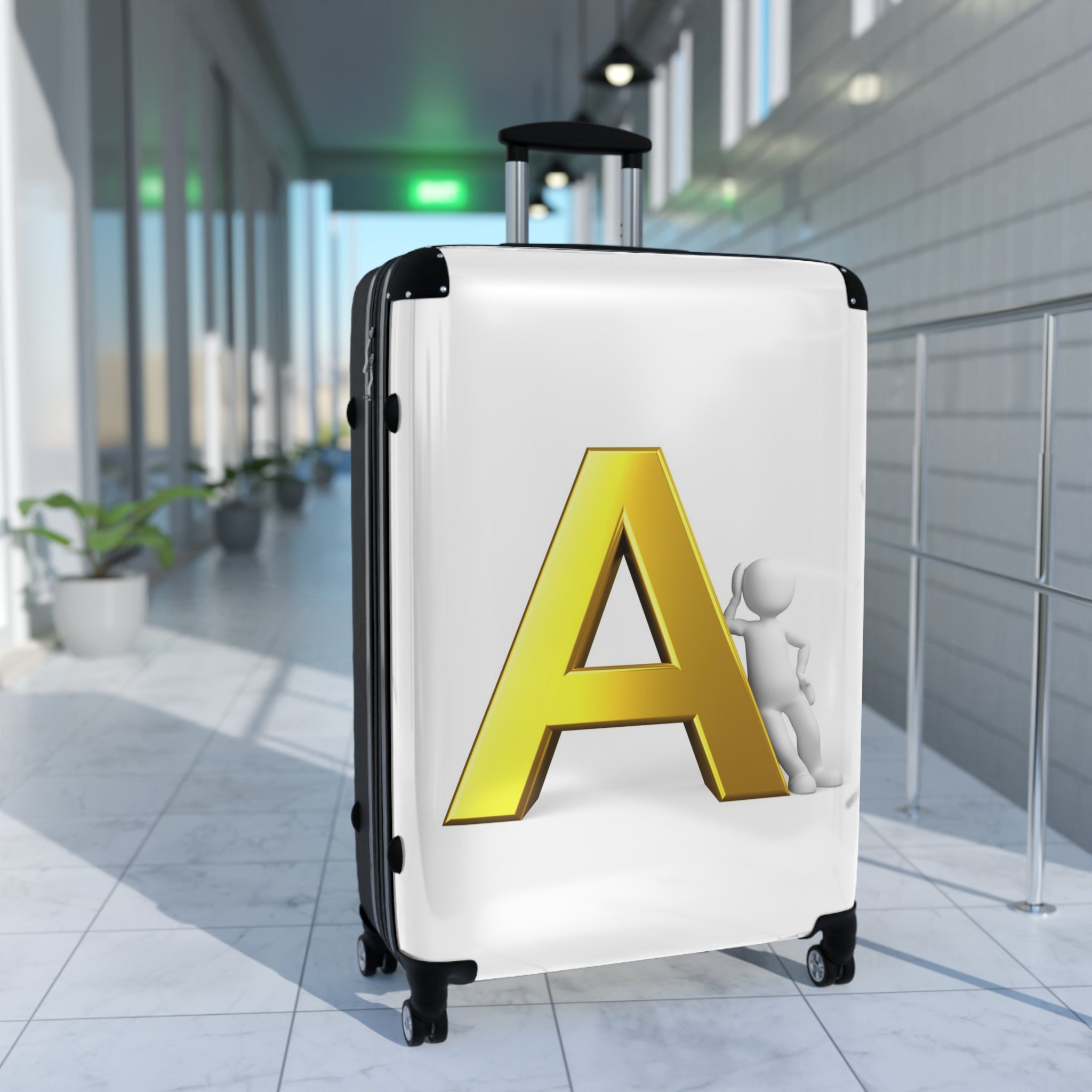 Gold Letter A Suitcase | Personalized Initial Luggage