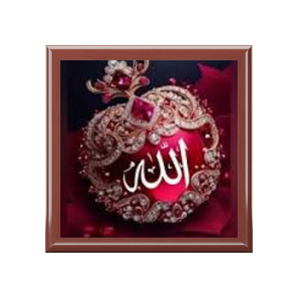 Allah Calligraphy Heart Jewelry Box | Islamic Script Trinket Box