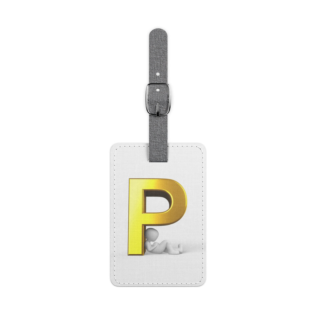 Gold Letter P Initial Luggage Tag | Monogram Rectangle