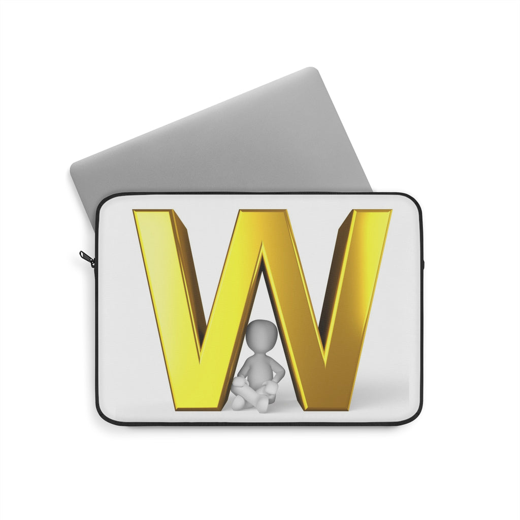 Gold Letter W Laptop Sleeve | Initial Monogram, Alphabet Design