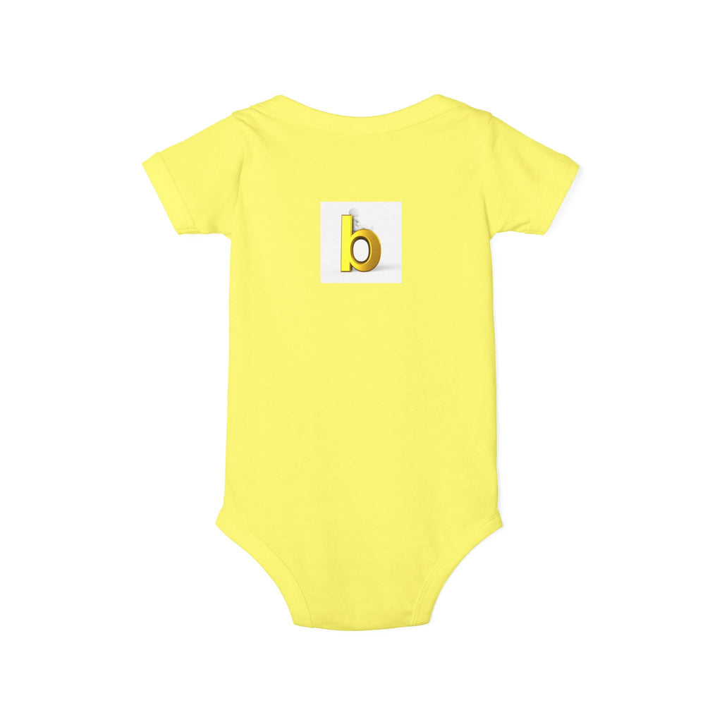 Yellow Lowercase b Infant Onesie | Baby Bodysuit