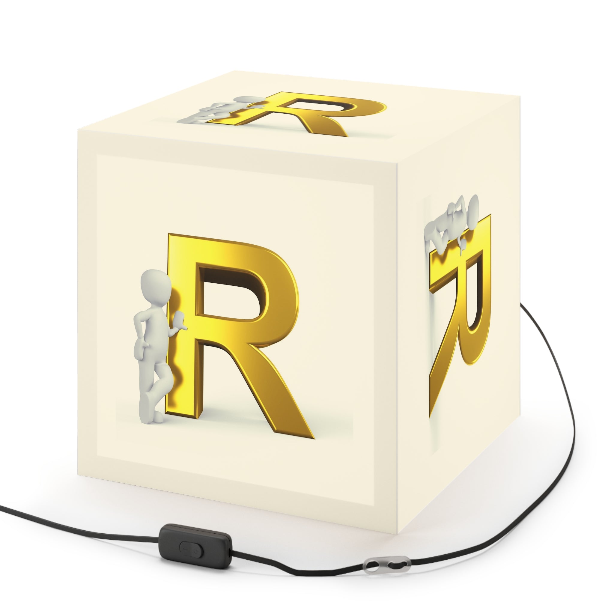 Gold Letter R Cube Lamp | Personalized Initial Light Cube