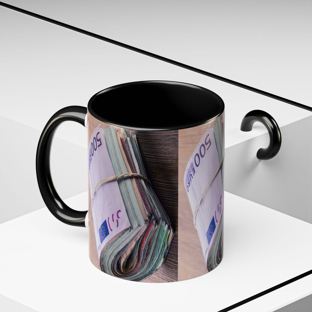 Rolled Euro Banknotes Mug | Accent Coffee Mug 11oz or 15oz