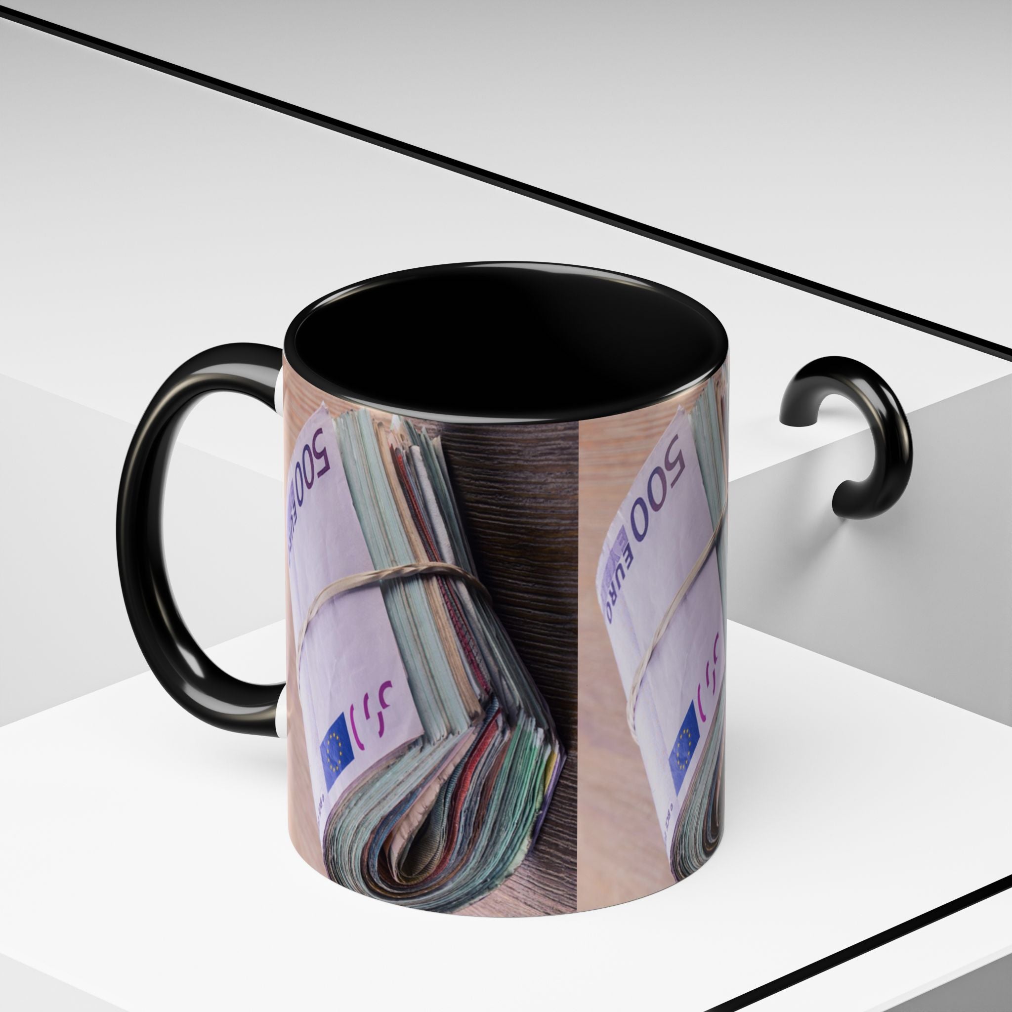 Rolled Euro Banknotes Mug | Accent Coffee Mug 11oz or 15oz