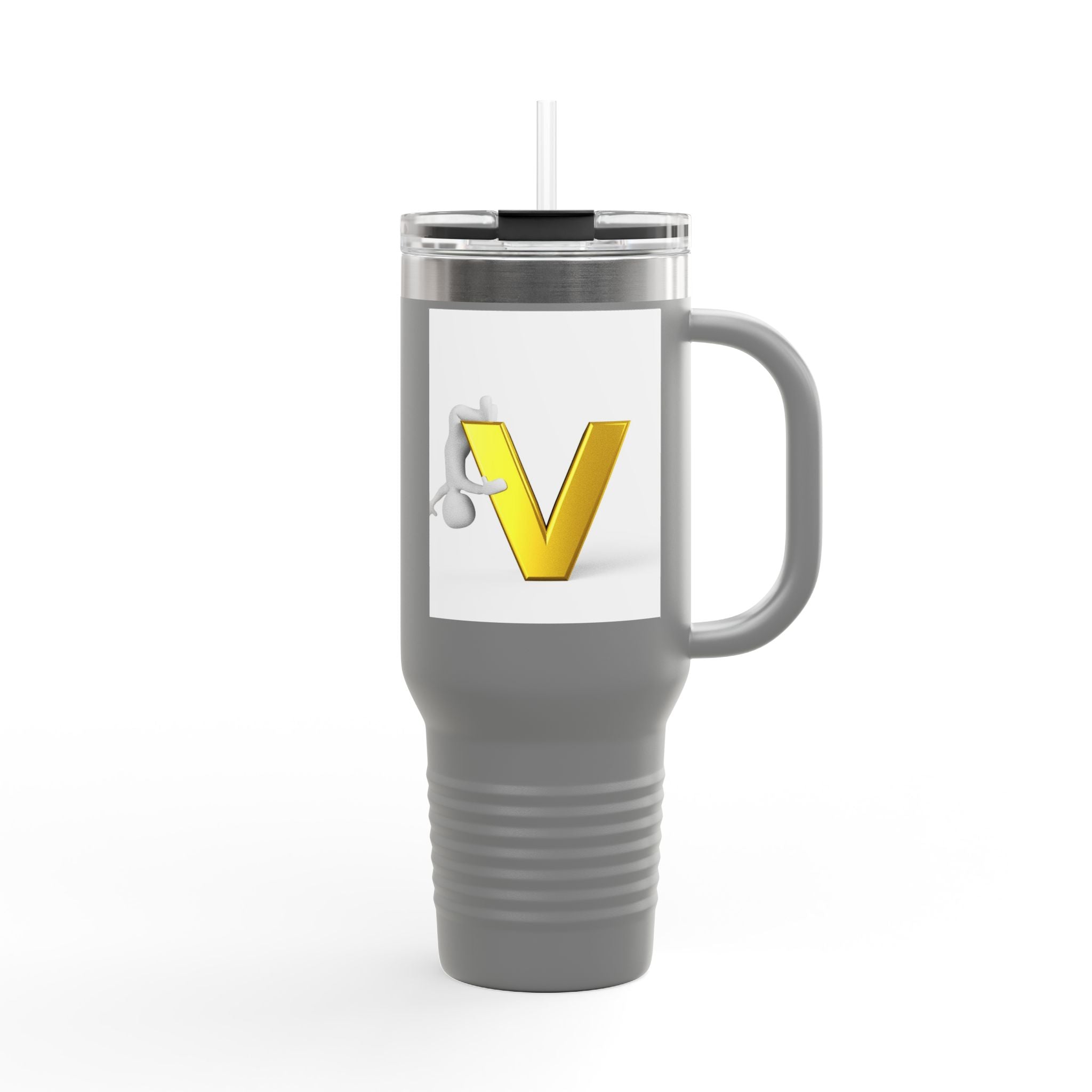 Gold Letter V Monogram Travel Mug | 40oz Insulated Tumbler
