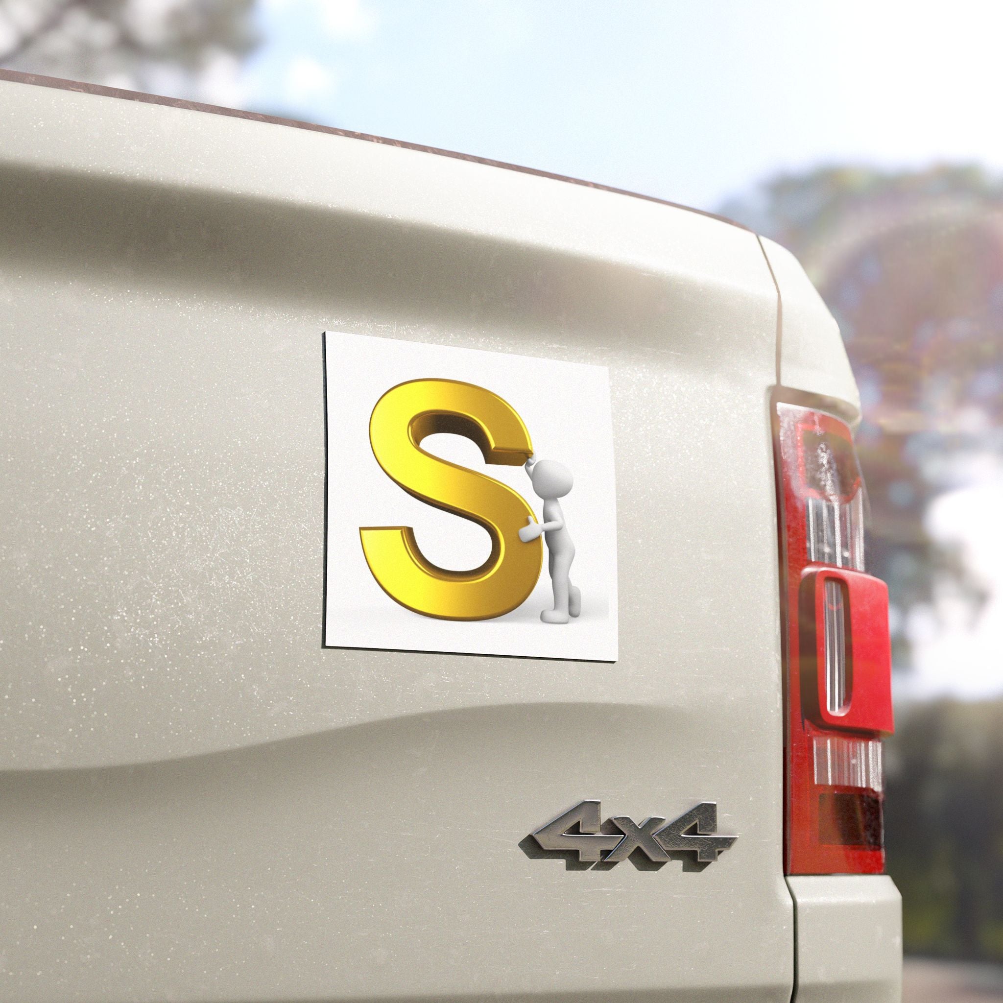 Gold 3D Letter S Car Magnet | Initial Monogram Sticker