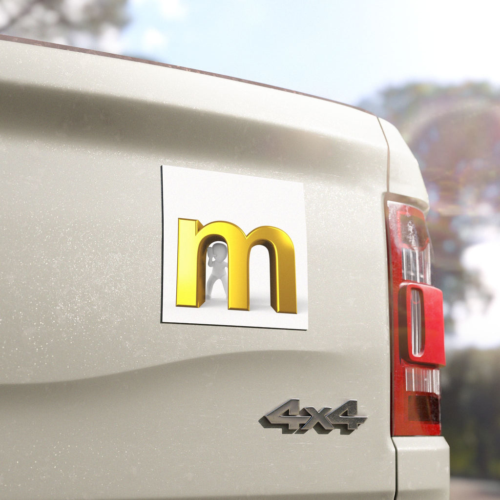 Gold Letter M Car Magnet | Alphabet Monogram Magnetic Decal