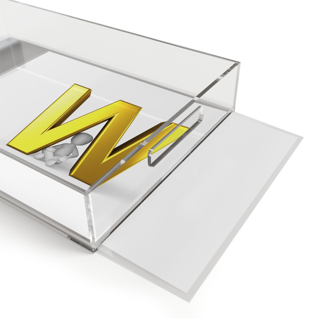 Gold 3D Letter W monogram Acrylic Serving Tray | Initial W tray