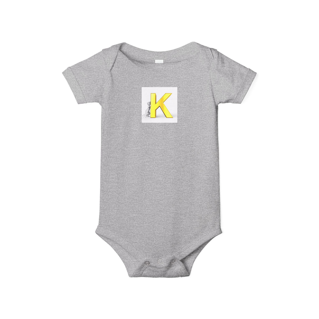 Yellow Letter K Monogram Baby Bodysuit | Infant Onesie Initial