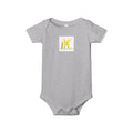 Yellow Letter K Monogram Baby Bodysuit | Infant Onesie Initial