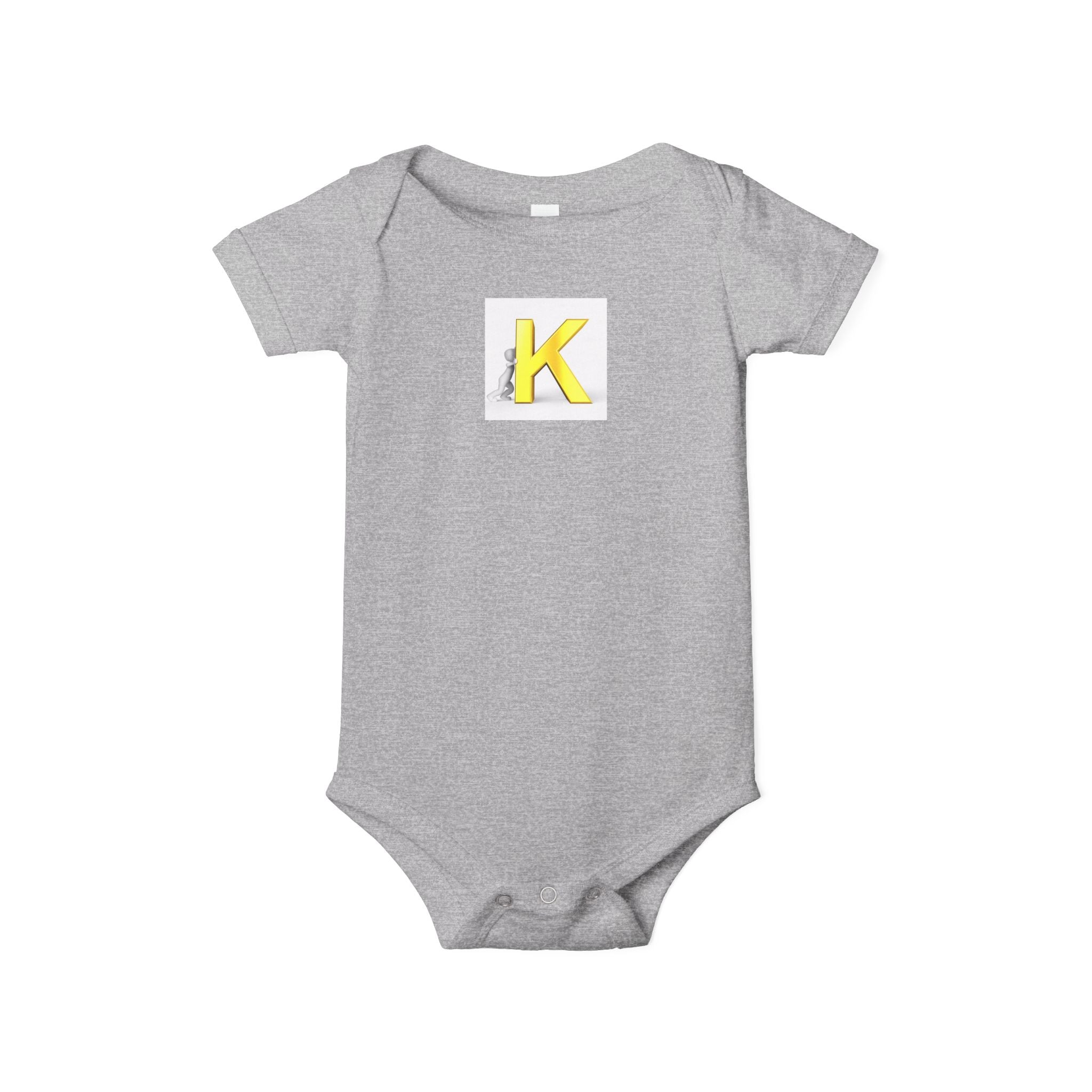Yellow Letter K Monogram Baby Bodysuit | Infant Onesie Initial