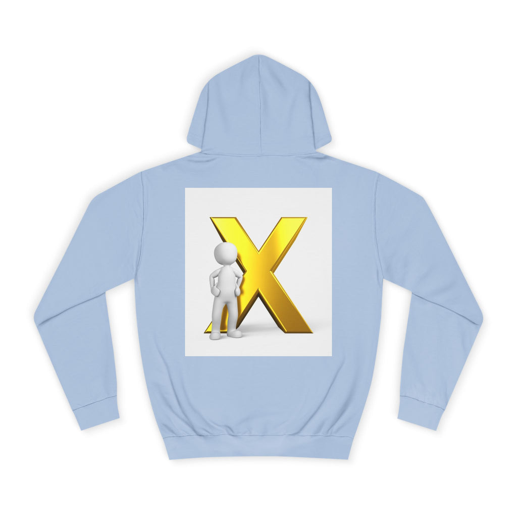 Golden Letter X Graphic Hoodie | 3D Stick Figure Initial X Sweatshirt