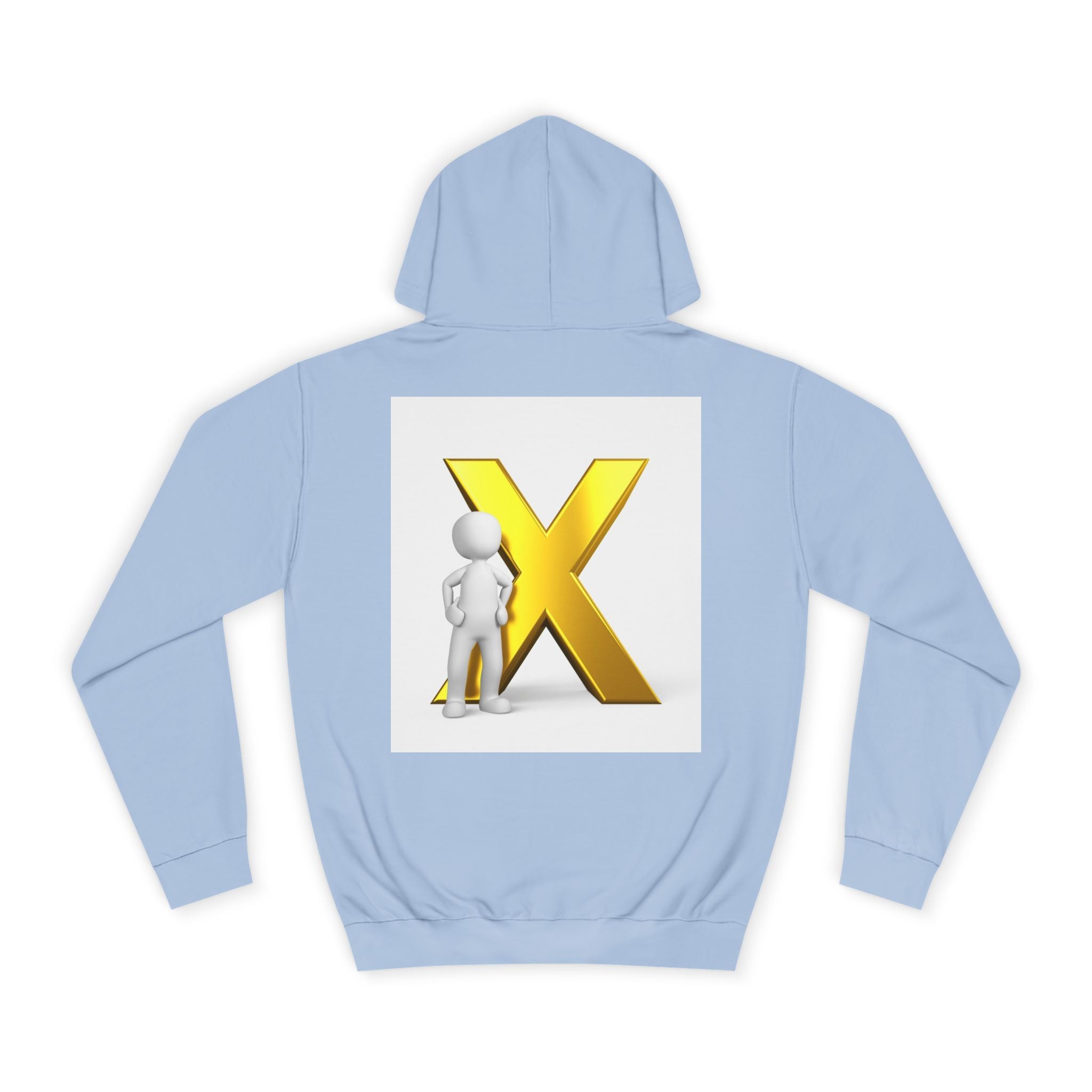 Golden Letter X Graphic Hoodie | 3D Stick Figure Initial X Sweatshirt