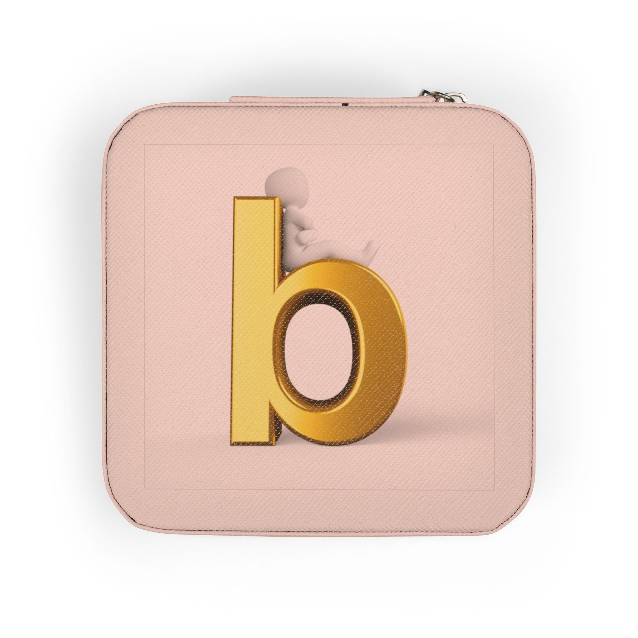 Gold Letter B Jewelry Travel Case | Compact Personalized Ring Earring Organizer