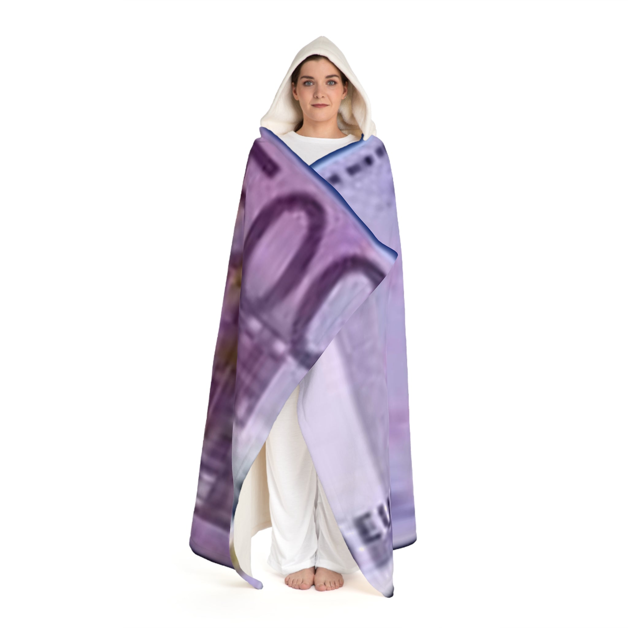 Euro Banknote Hooded Blanket | Money Print Sherpa Fleece