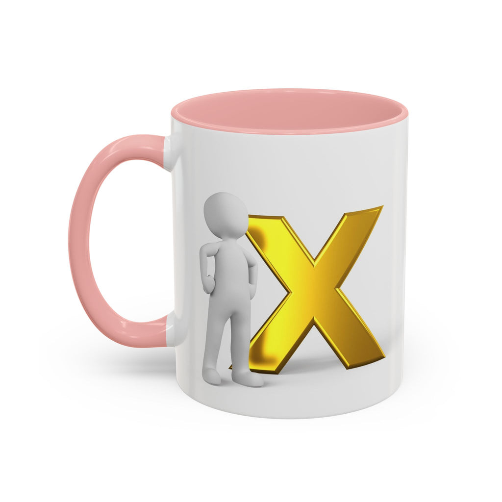 3D Gold X with Figure Mug | Accent Coffee Mug