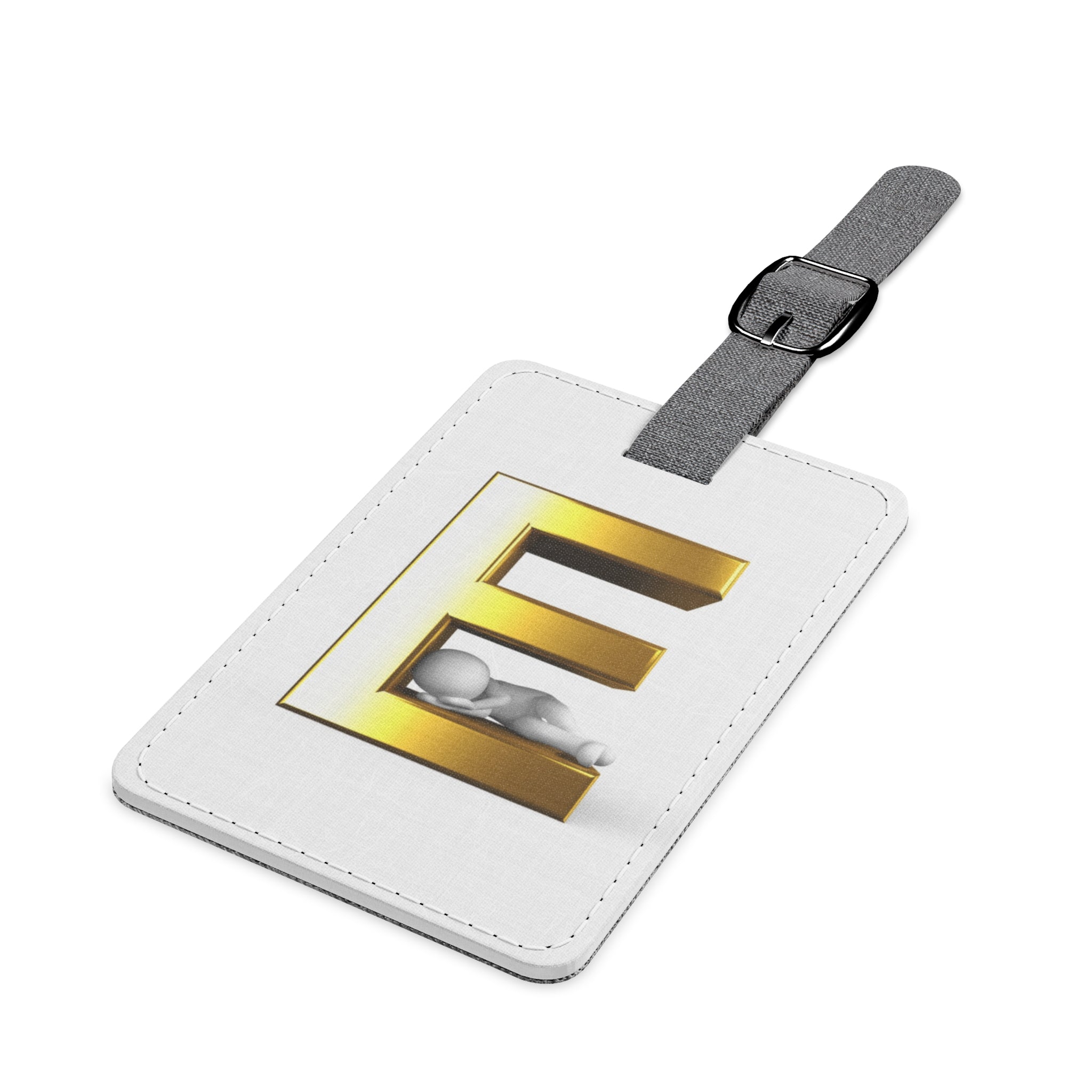 Gold Letter E Monogram Luggage Tag | Rectangle Polyester