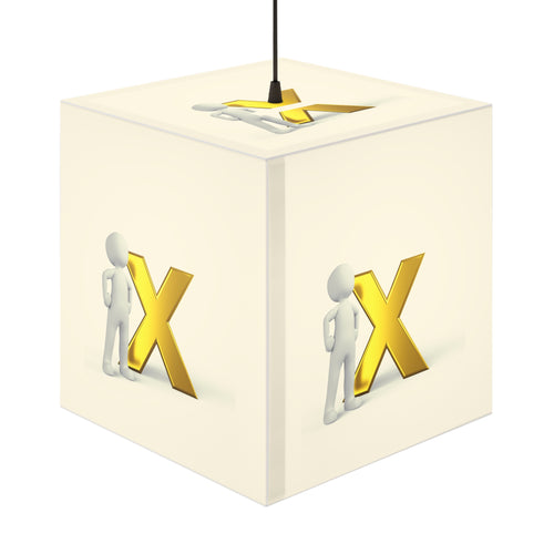 Personne en 3D avec lampe cube lumineux X doré | Lampe suspendue décorative