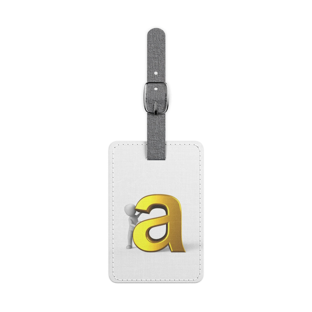 Gold Letter A Luggage Tag Saffiano Polyester Rectangle | Monogram Initial Travel Tag