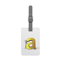 Gold Letter A Luggage Tag Saffiano Polyester Rectangle | Monogram Initial Travel Tag