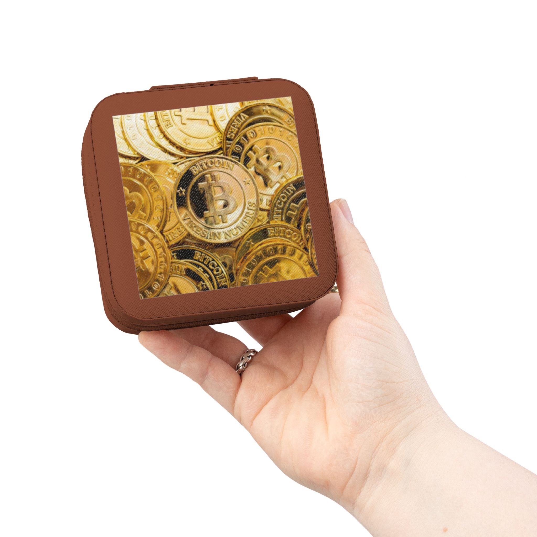 Étui de voyage pour bijoux motif Bitcoin | Organisateur portable compact