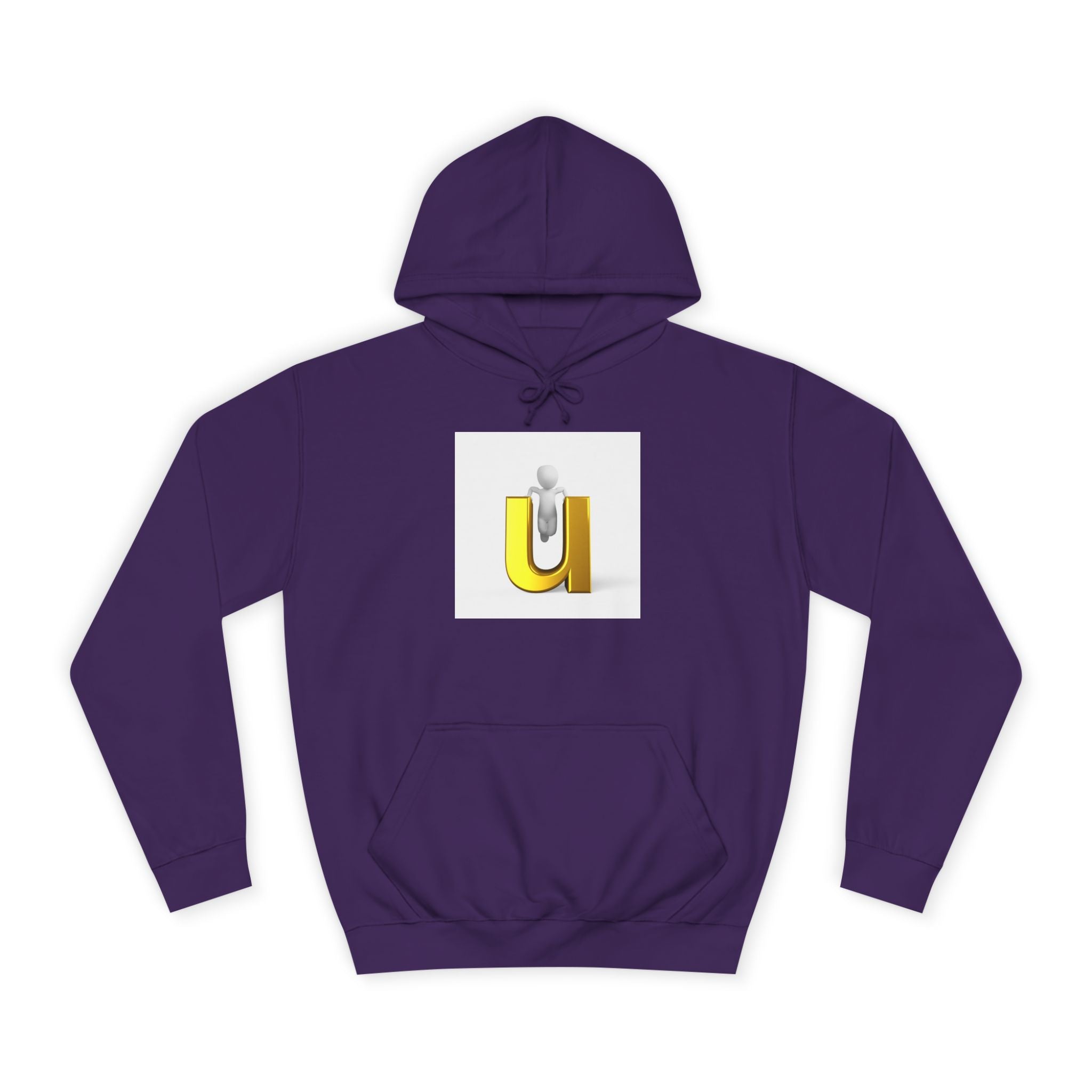 Sweat à capuche lettre U dorée en 3D | Sweat-shirt initial minimaliste