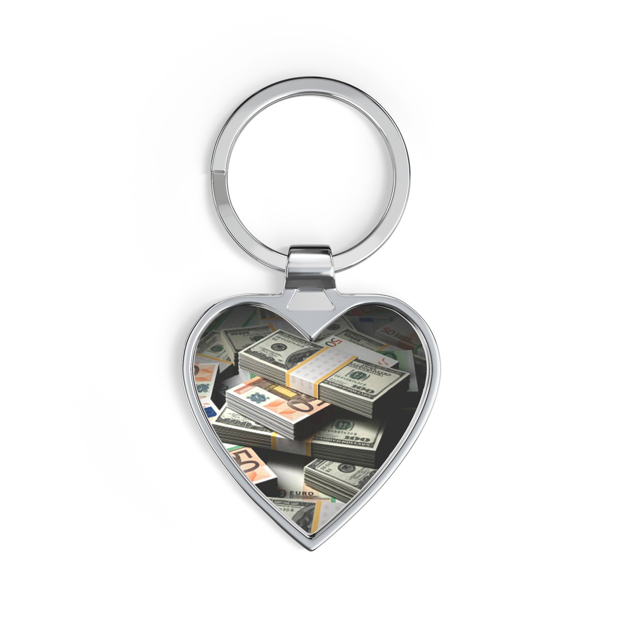Stacked Cash Heart Keychain | Money Print Keychain