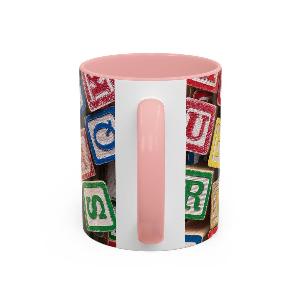 Alphabet Blocks Accent Coffee Mug | Kids Toy Letter Pattern