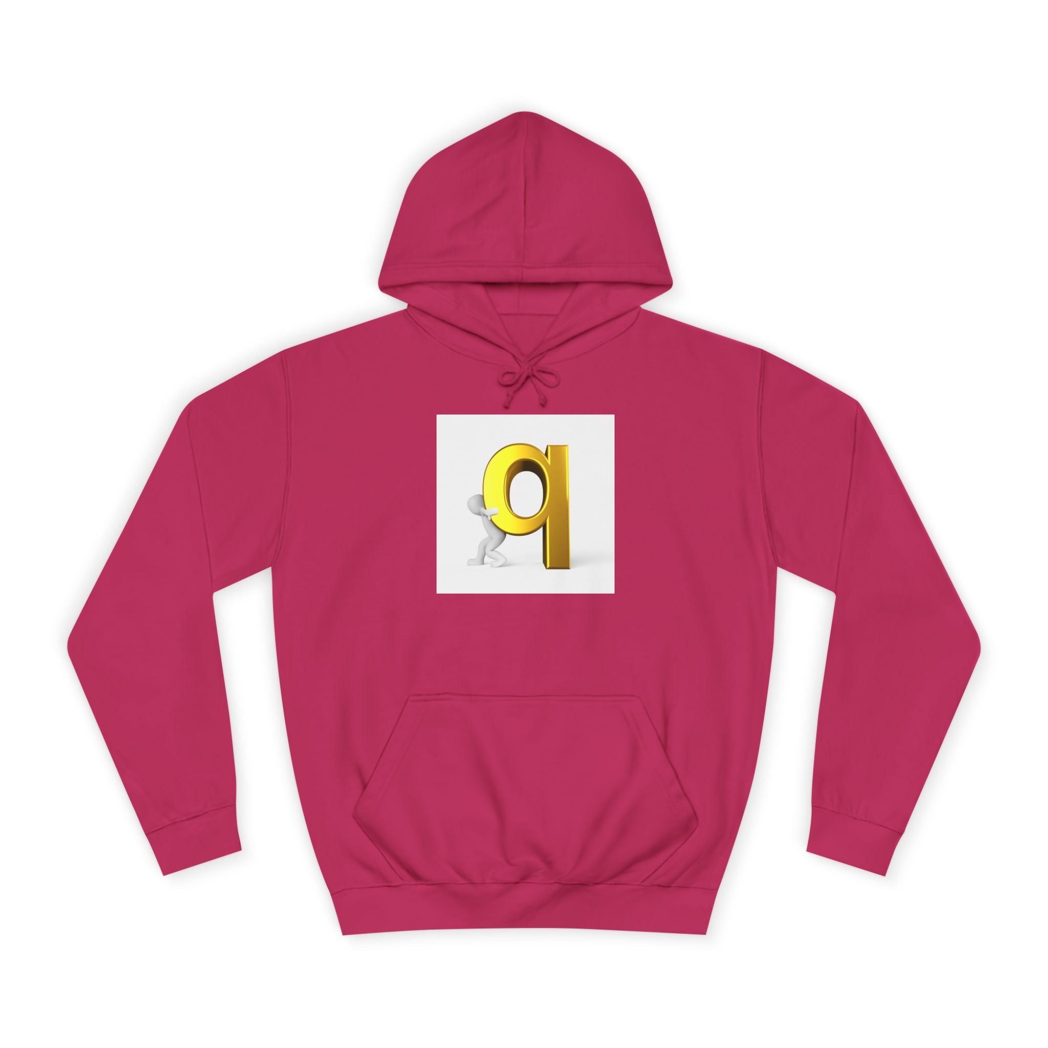 Gold Letter Q Hoodie | 3D Figure Pushing Q Graphic