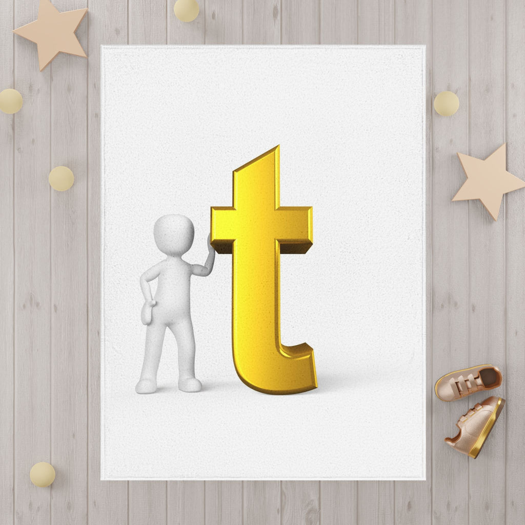 Gold Letter T Character toddler blanket | Personalized initial decor
