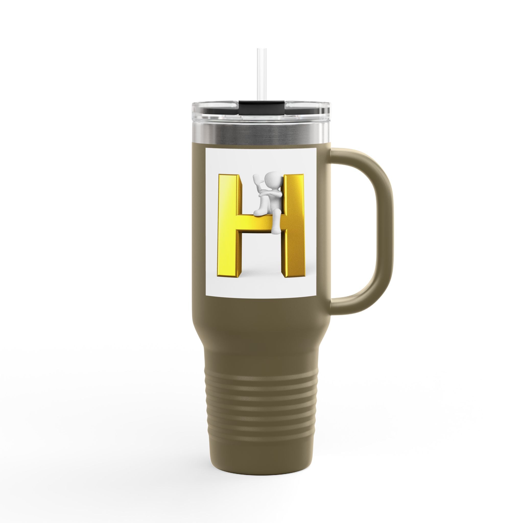 3D Yellow Letter H Monogram Travel Mug | 40oz Insulated Tumbler